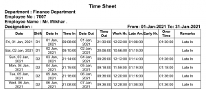 time sheet